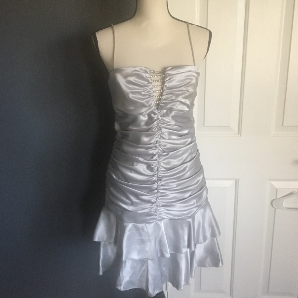 Windsor Silver Cinched Crystal Embellished Dress